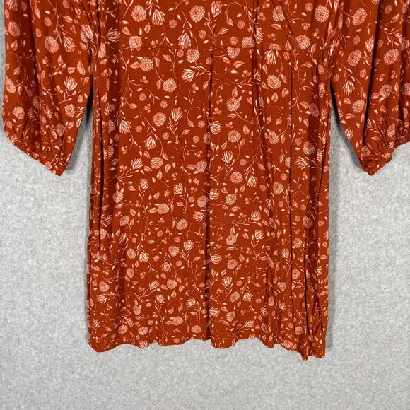 Ana Dress XS‎ Mini Flowy Boho Cowgirl Rodeo Skater Mediterranean Y2K Rust Burnt - Picture 3 of 12